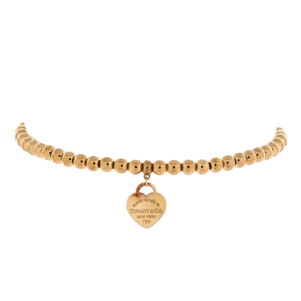Tiffany & Co. Mini Return To Tiffany Heart Tag Bead Bracelet 18K Yellow Gold